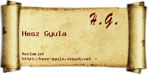 Hesz Gyula névjegykártya